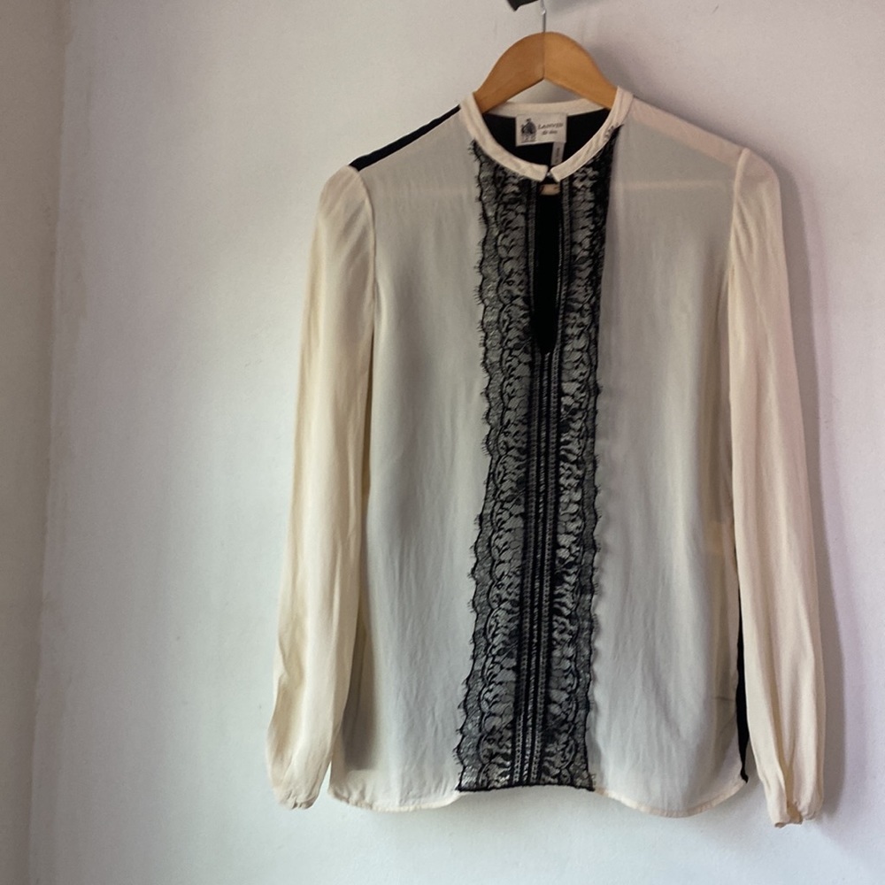 Lanvin 36 EU Lace Trim Colorblock Top